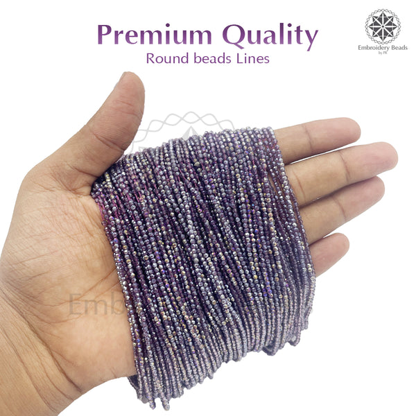 Crystal Bicone Round Beads Line | 2MM | Rainbow Purple 20 Lines | Per Line Approx 180 Pieces | Total Approx 3600 Pieces