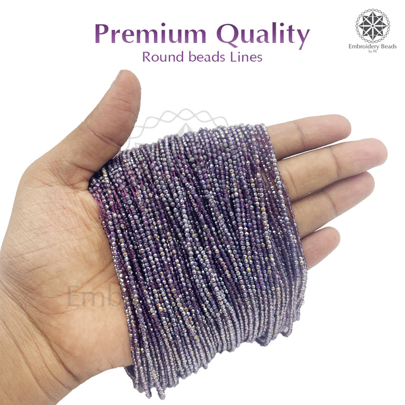 Crystal Bicone Round Beads Line | 2MM | Rainbow Purple 20 Lines | Per Line Approx 180 Pieces | Total Approx 3600 Pieces