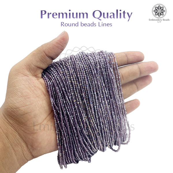 Crystal Bicone Round Beads Line | 2MM | Rainbow Light Purple 20 Lines | Per Line Approx 180 Pieces | Total Approx 3600 Pieces