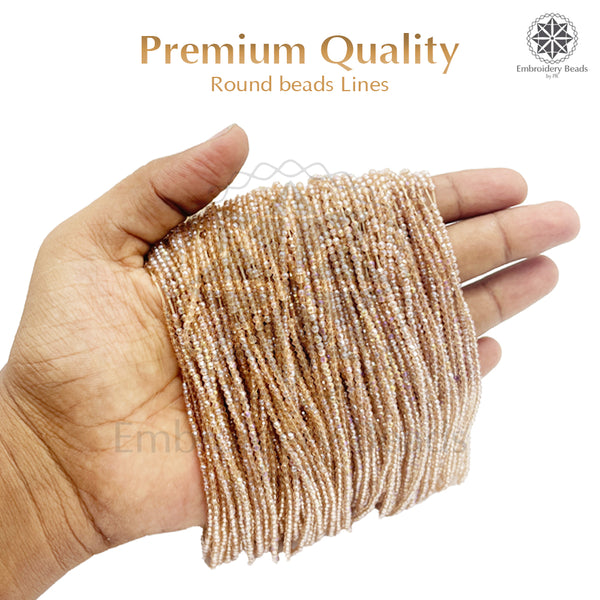 Crystal Bicone Round Beads Line | 2MM | Rainbow Light Brown 20 Lines | Per Line Approx 180 Pieces | Total Approx 3600 Pieces