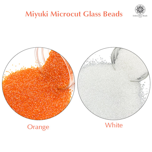 Miyuki Microcut Glass Beads Luster 1mm, Orange+White, 200 Grams