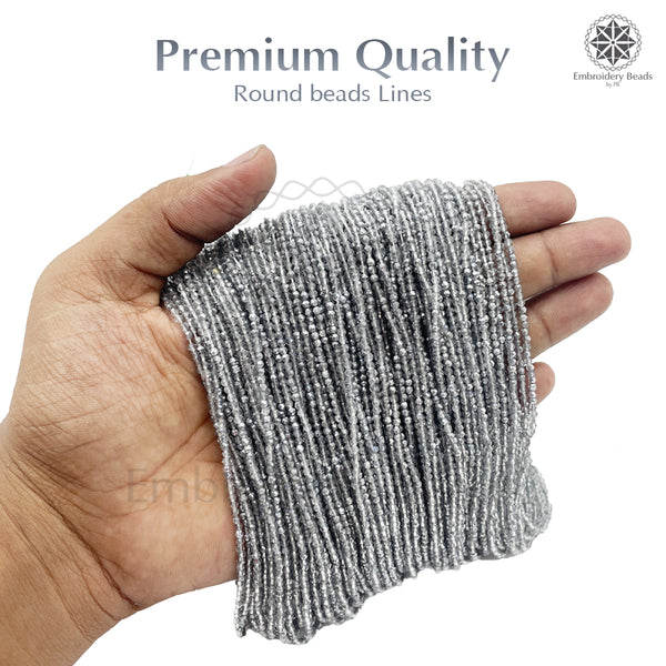 Crystal Bicone Round Beads Line | 2MM | Grey 20 Lines | Per Line Approx 180 Pieces | Total Approx 3600 Pieces