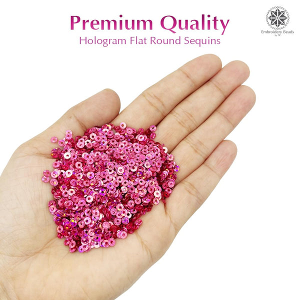 Hologram Flat Round Sequins 3mm - Light Pink