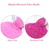 Miyuki Microcut Glass Beads Luster 1mm, Baby pink+Rainbow pink, 200 Grams