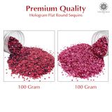 Hologram Flat Round Sequins 3mm, 200 Grams - Light Pink + Dark Red