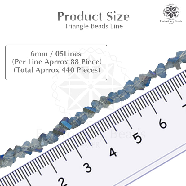 Crystal Bicone Triangle Beads Line | 6MM | Rainbow Light Grey 5 Lines | Per Line Approx 88 Pieces | Total Approx 440 Pieces