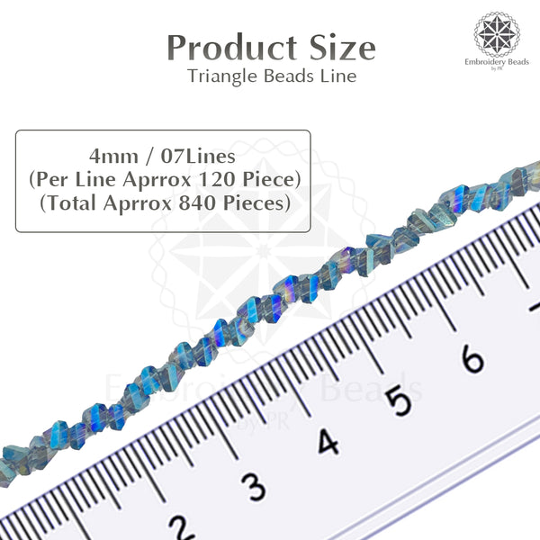 Crystal Bicone Triangle Beads Line | 4MM | Rainbow Grey 7 Lines | Per Line Approx 120 Pieces | Total Approx 840 Pieces