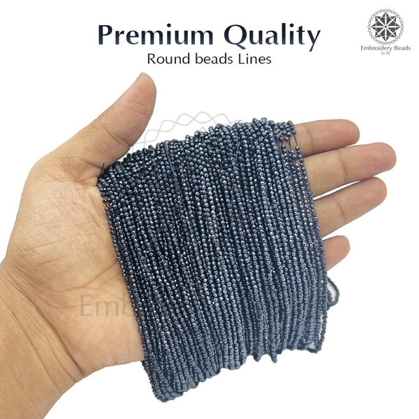 Crystal Bicone Round Beads Line | 2MM | Dark Navy 20 Lines | Per Line Approx 180 Pieces | Total Approx 3600 Pieces