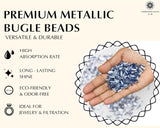 Embroidery Beads, Twisted Metallic Cylinder Shape Beads 10mm, Dark Blue (100 Pieces) Making Embroidery Craft DIY Work Jewellery