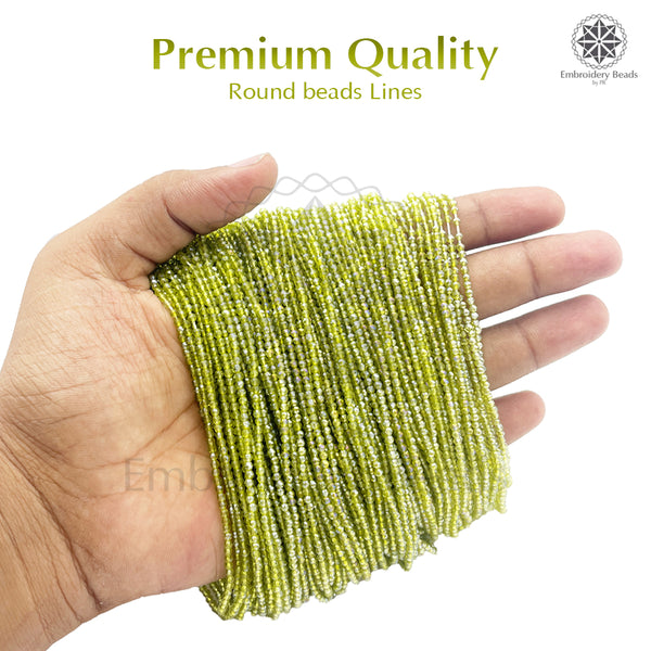 Crystal Bicone Round Beads Line | 2MM | Neon Green 20 Lines | Per Line Approx 180 Pieces | Total Approx 3600 Pieces