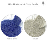 Miyuki Microcut Glass Beads Luster 1mm, Royal blue+Silver, 200 Grams