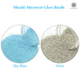 Miyuki Microcut Glass Beads Luster 1mm, Sky Blue+Silver, 200 Grams