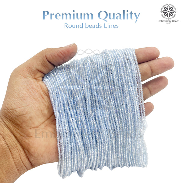 Crystal Bicone Round Beads Line | 2MM | Sky Blue 12 Lines | Per Line Approx 180 Pieces | Total Approx 2160 Pieces
