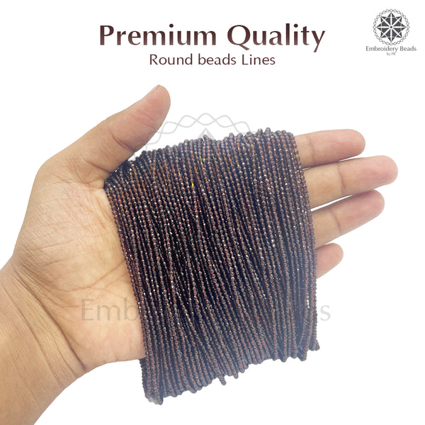 Crystal Bicone Round Beads Line | 2MM | Dark Brown 20 Lines | Per Line Approx 180 Pieces | Total Approx 3600 Pieces