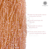 Crystal Bicone Triangle Beads Line | 4MM | Peach 5 Lines | Per Line Approx 120 Pieces | Total Approx 600 Pieces