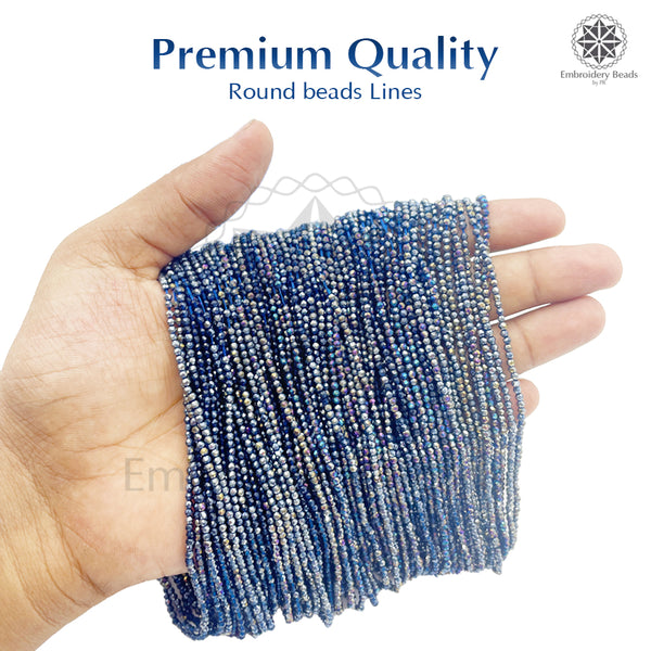 Crystal Bicone Round Beads Line | 2MM | Rainbow Montana 20 Lines | Per Line Approx 180 Pieces | Total Approx 3600 Pieces