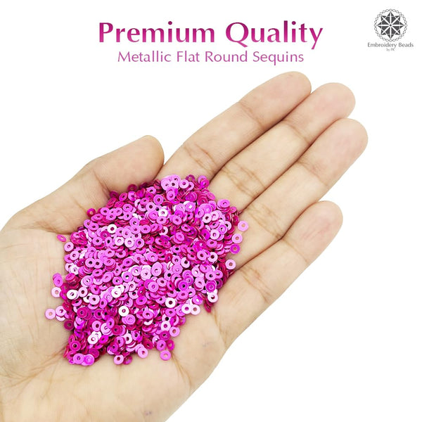 Metallic Flat Round Sequins 3mm - Pink