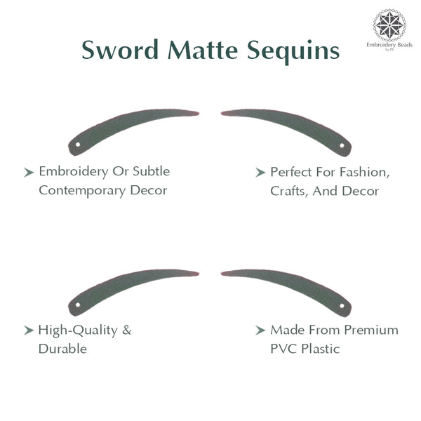 Sword Shape Matte Sequins 34x5mm, 200 Grams - Olive Night + Dark Brown