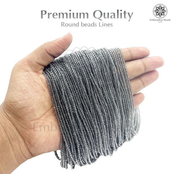 Crystal Bicone Round Beads Line | 2MM | Black Diamond 20 Lines | Per Line Approx 180 Pieces | Total Approx 3600 Pieces