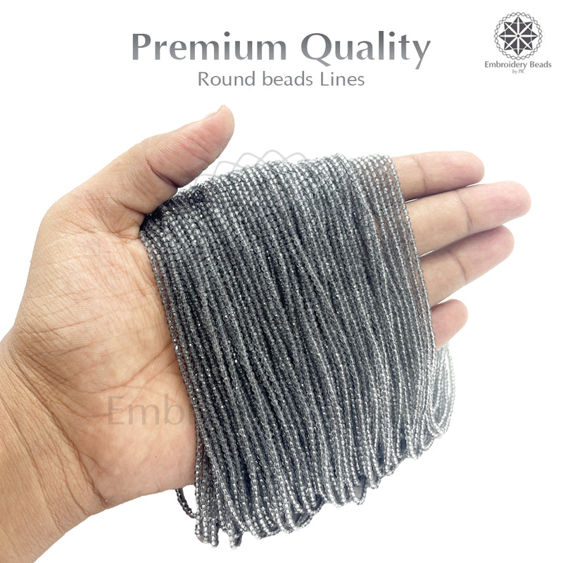 Crystal Bicone Round Beads Line | 2MM | Black Diamond 20 Lines | Per Line Approx 180 Pieces | Total Approx 3600 Pieces