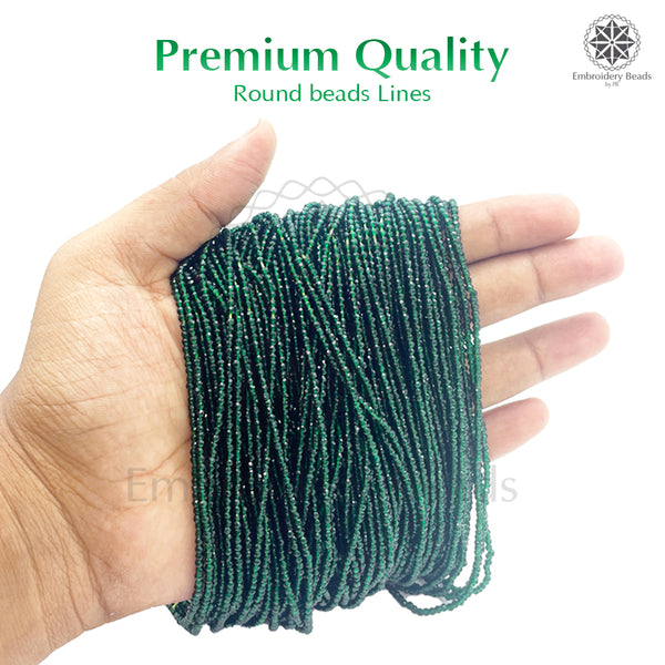 Crystal Bicone Round Beads Line | 2MM | Emerald 20 Lines | Per Line Approx 180 Pieces | Total Approx 3600 Pieces