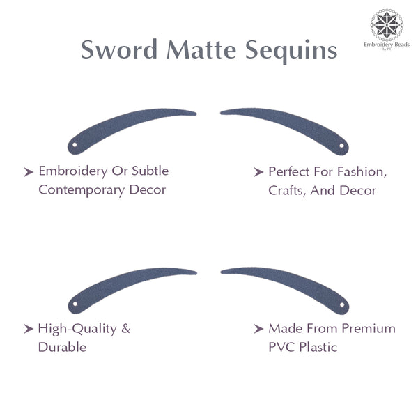 Sword Shape Matte Sequins 34x5mm, 200 Grams - Olive Night + Plum Kitten