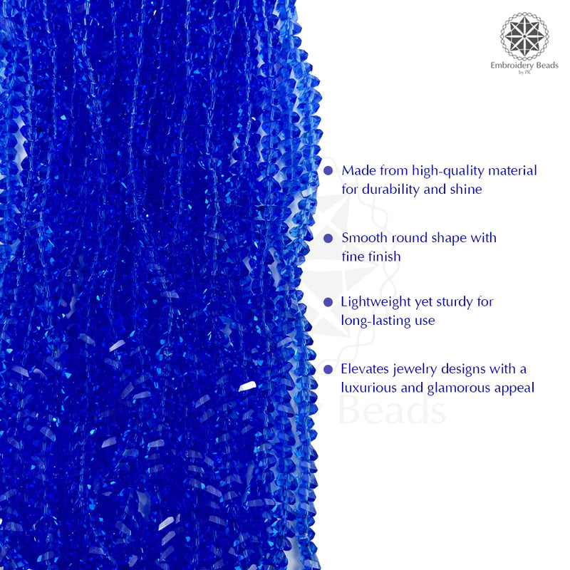 Crystal Bicone Triangle Beads Line | 6MM | Royal Blue 6 Lines | Per Line Approx 88 Pieces | Total Approx 528 Pieces