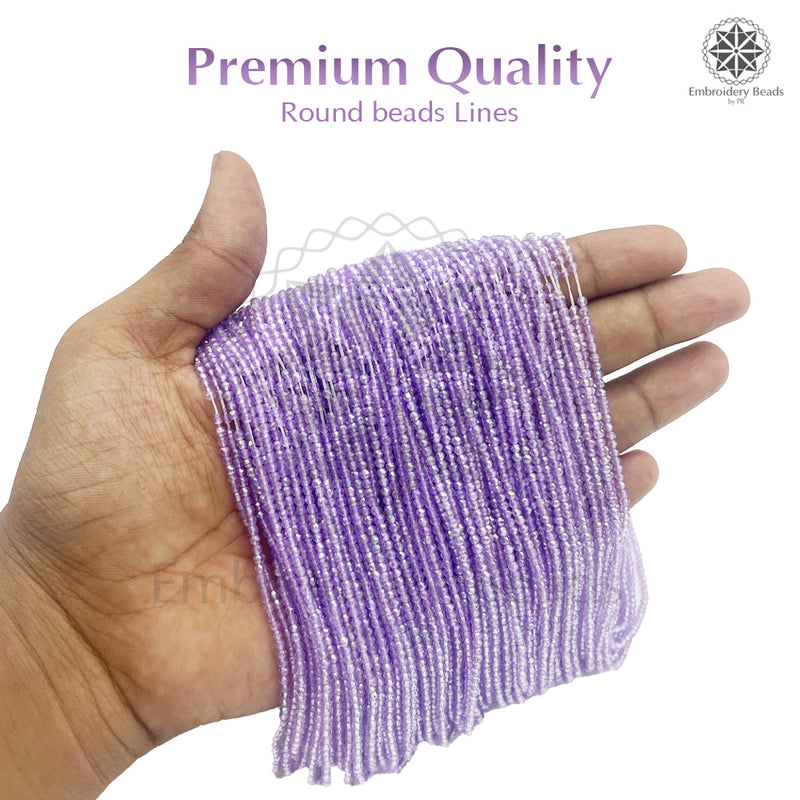 Crystal Bicone Round Beads Line | 2MM | Light Purple 10 Lines | Per Line Approx 180 Pieces | Total Approx 1800 Pieces