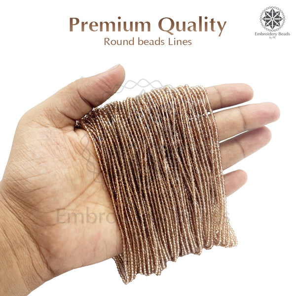 Crystal Bicone Round Beads Line | 2MM | Light Brown 12 Lines | Per Line Approx 180 Pieces | Total Approx 2160 Pieces