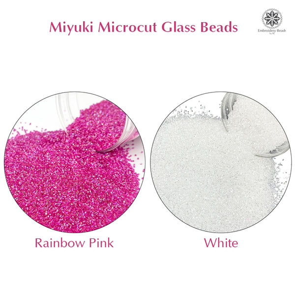 Miyuki Microcut Glass Beads Luster 1mm, Rainbow pink+White, 200 Grams