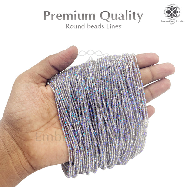 Crystal Bicone Round Beads Line | 2MM | Rainbow Purple Grey 10 Lines | Per Line Approx 180 Pieces | Total Approx 1800 Pieces