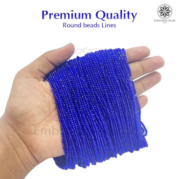Crystal Bicone Round Beads Line | 2MM | Royal Blue 20 Lines | Per Line Approx 180 Pieces | Total Approx 3600 Pieces