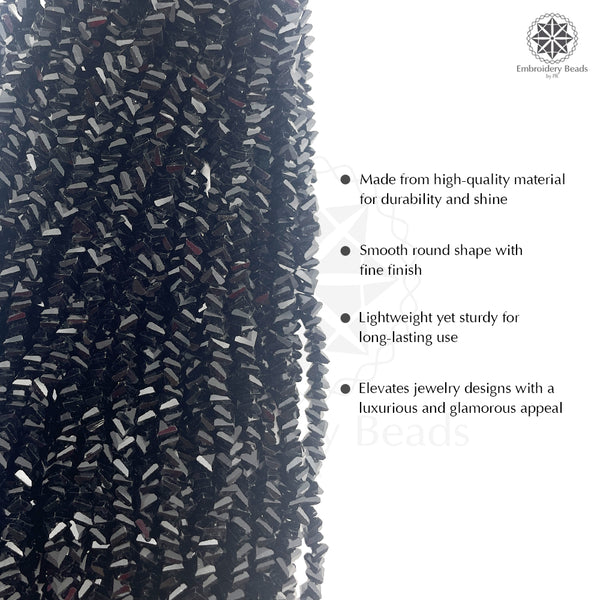 Crystal Bicone Triangle Beads Line | 6MM | Black 7 Lines | Per Line Approx 88 Pieces | Total Approx 616 Pieces