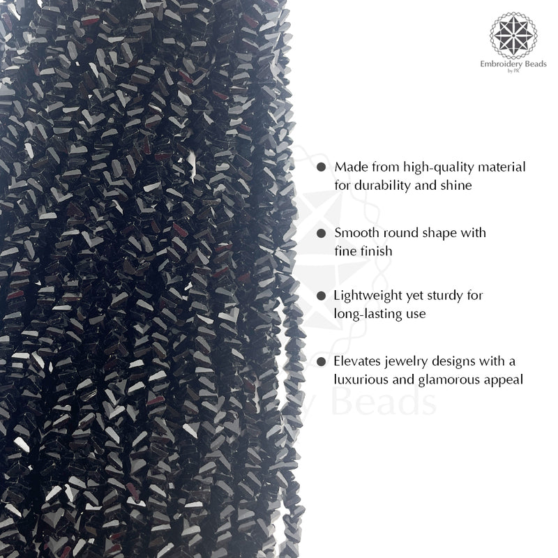 Crystal Bicone Triangle Beads Line | 6MM | Black 7 Lines | Per Line Approx 88 Pieces | Total Approx 616 Pieces