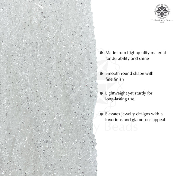 Crystal Bicone Triangle Beads Line | 4MM | White 7 Lines | Per Line Approx 120 Pieces | Total Approx 840 Pieces