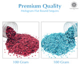 Hologram Flat Round Sequins 3mm, 200 Grams - Green + Dark Red
