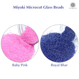 Miyuki Microcut Glass Beads Luster 1mm, Royal blue+Baby pink, 200 Grams