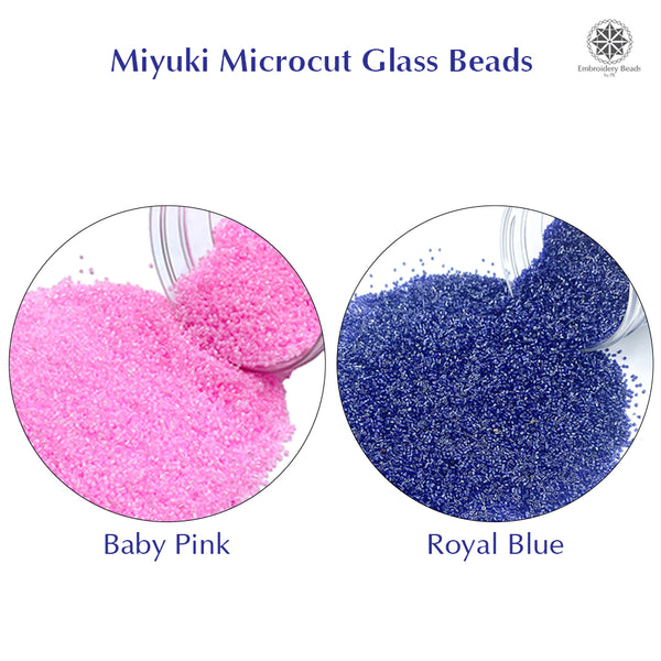 Miyuki Microcut Glass Beads Luster 1mm, Royal blue+Baby pink, 200 Grams