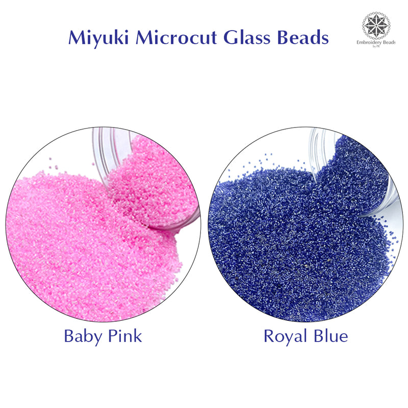 Miyuki Microcut Glass Beads Luster 1mm, Royal blue+Baby pink, 200 Grams