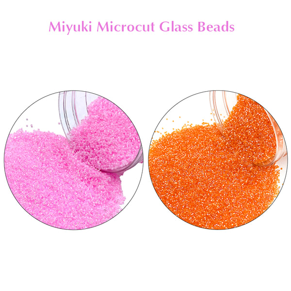 Miyuki Microcut Glass Beads Luster 1mm, Orange+Baby Pink, 200 Grams