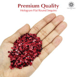 Hologram Flat Round Sequins 3mm - Dark Red