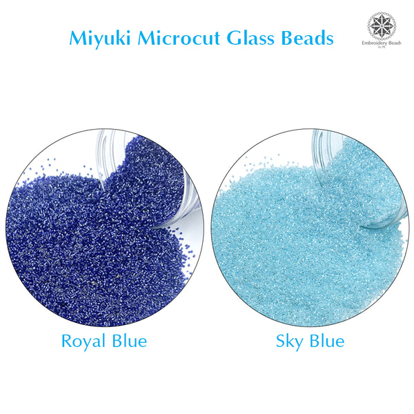 Miyuki Microcut Glass Beads Luster 1mm, Royal blue+Sky blue, 200 Grams