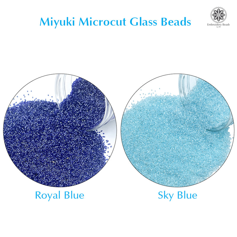 Miyuki Microcut Glass Beads Luster 1mm, Royal blue+Sky blue, 200 Grams