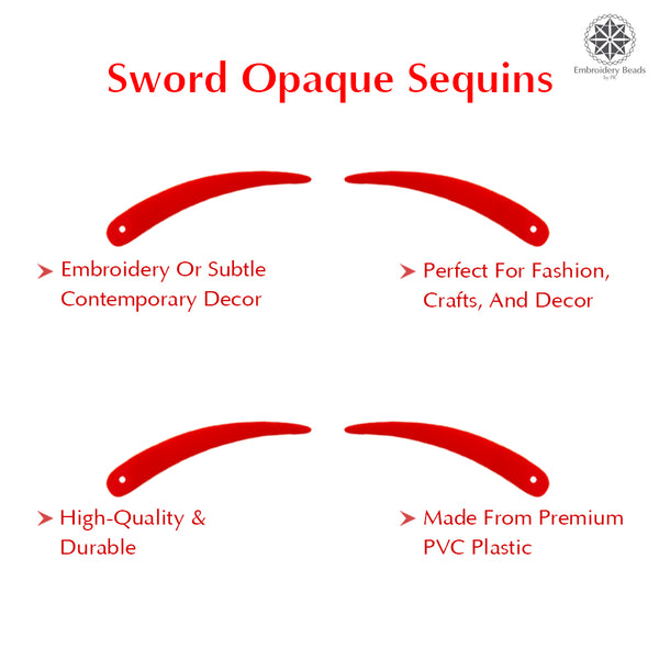 Sword Shape Flat Opaque Sequins 34x5mm - Orange+Sky Blue+Pink+Bright Yellow