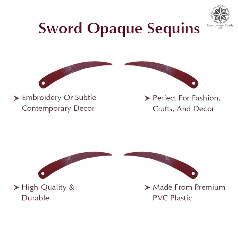 Sword Shape Flat Opaque Sequins 34x5mm - 400 Grams - Magenta+Pink+Bright Yellow+Orange+Blue+Sky Blue+Mehndi Green+Brown
