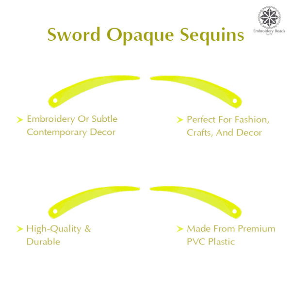 Sword Shape Flat Opaque Sequins 34x5mm - Magenta+Blue+Bright Yellow+Orange