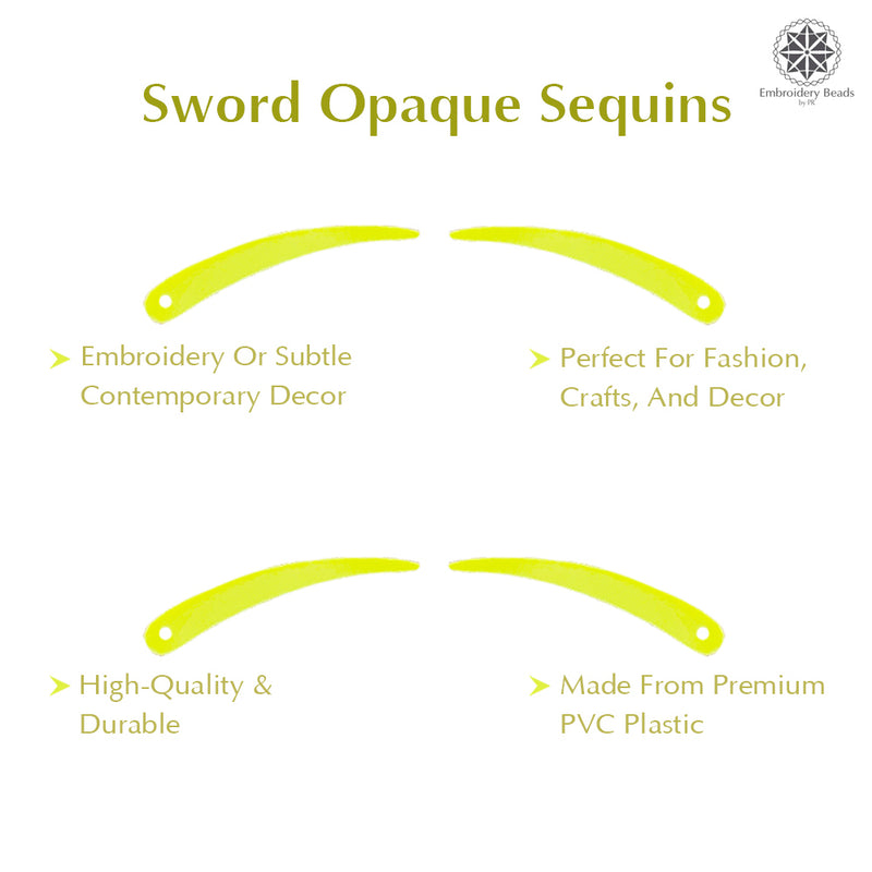 Sword Shape Flat Opaque Sequins 34x5mm - Magenta+Blue+Bright Yellow+Orange