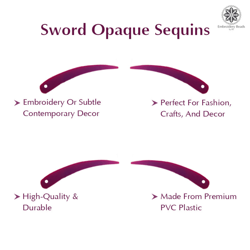 Sword Shape Flat Opaque Sequins 34x5mm - Pink+Magenta+Pastel Green+Mehndi Green