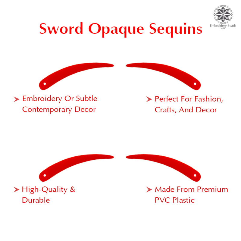 Sword Shape Flat Opaque Sequins 34x5mm - 400 Grams - Orange+Bright Yellow+Pink+Magenta+Sky Blue+Blue+Mehndi Green+Pastel Green