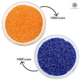 Miyuki Microcut Glass Beads Luster 1mm, Orange+Royal blue, 200 Grams
